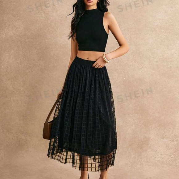 Mesh overlay midi skirt - Picture 4 of 4